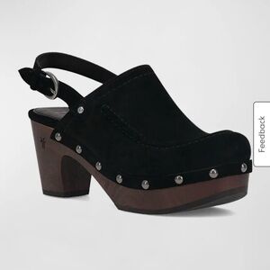 Frye Black Studded Mules with Platform Sole (Jessica Slingback)